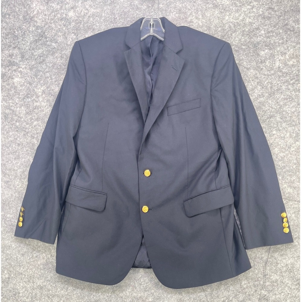 Brooks Brothers Loro Piana  Blazer Men 41R Blue 1818 Madison Wool Gold 2 Buttons